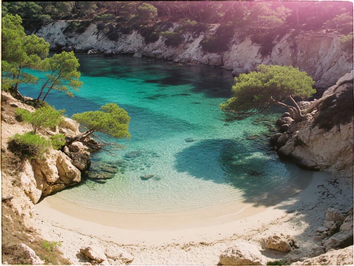A still cala, the island as it is when the season lets go.